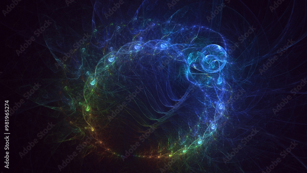 Poster 3d manual rendering abstract colorful fractal light background. its not ai generatd illustration.