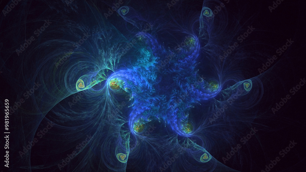 Poster 3d manual rendering abstract colorful fractal light background. its not ai generatd illustration.