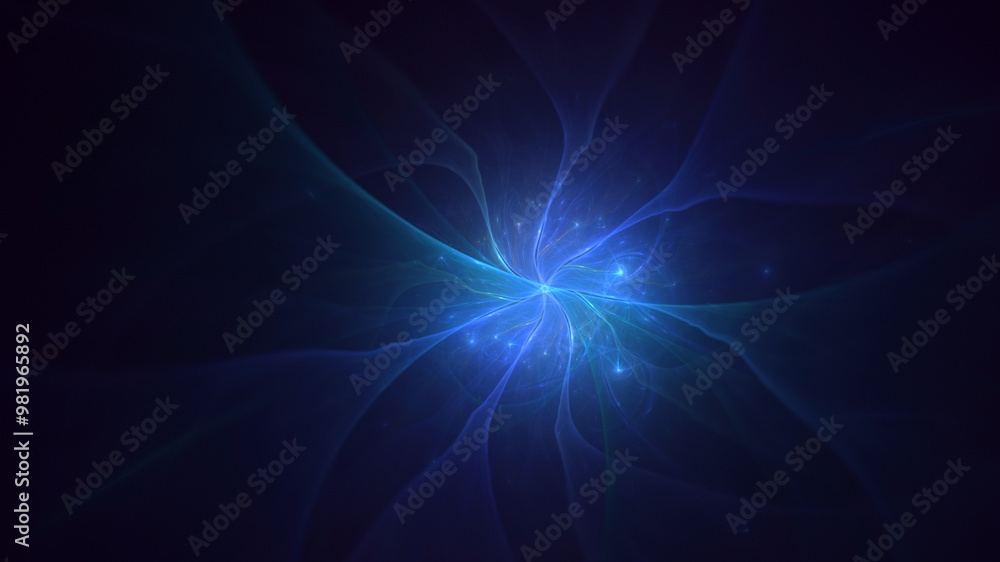 Poster 3d rendering abstract blue fractal light background. its not ai generatd illustration.