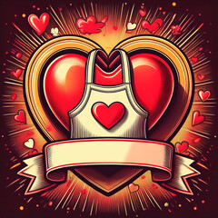 a heart with an apron in the shape of a card or record cover