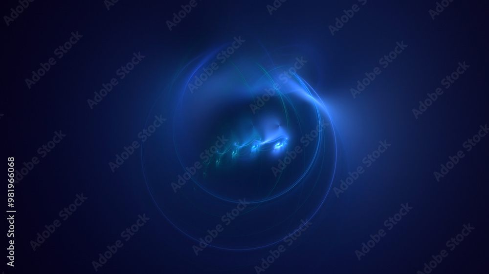 Poster 3d rendering abstract blue fractal light background. its not ai generatd illustration.