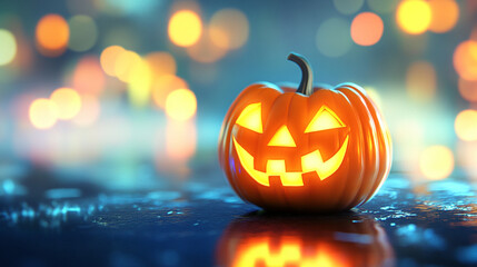 Halloween pumpkin background, jack o lantern, glowing  Halloween pumpkin