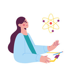 Obraz premium Woman scientist studying atom