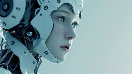 Cybernetic Woman in a Futuristic Helmet