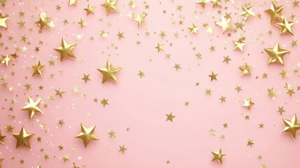 Blush pink background with gold star patterns. transparent background