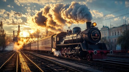 Steam train departs from Riga railway station