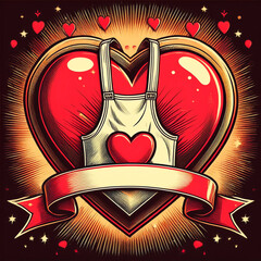 a heart with an apron in the shape of a card or record cover
