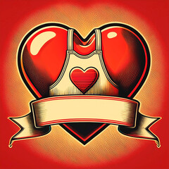 a heart with an apron in the shape of a card or record cover