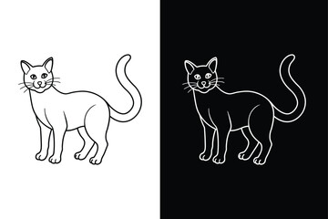 Modern Cat Icon. Home Animal Collection Line Art for Templates