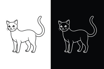 Cat Icon Design. Clean Line Illustration for Home Animals Collection