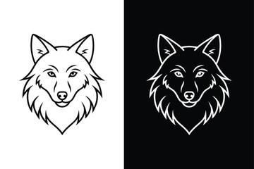 Wolf head line icon Vector illustration. Wolf Vintage Logo Stock Vector white
