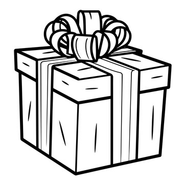 recommend clip art: Charming gift box outline icon in vector format for festive designs.