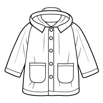 black and white raincoat with hood clip art preview