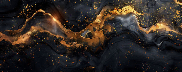 Black Marble Texture with Golden Veins Ceramic Surfaces