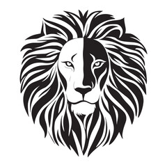 Black and white vector silhouettes of lion icon