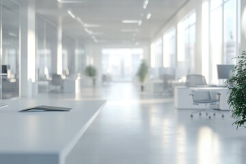 Blur focus of White open space office interior can be used as background