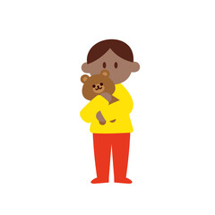 ぬいぐるみを持った子供のイラスト