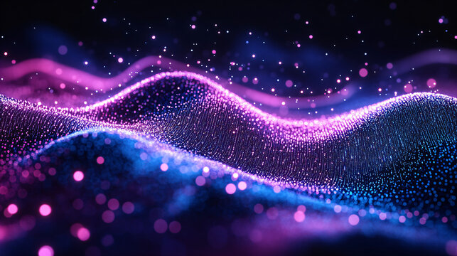 Vibrant swirls of luminous particles evoke futuristic dreamscapes, ideal for electronic music album covers, cutting-edge product launches, and abstract wallpaper designs