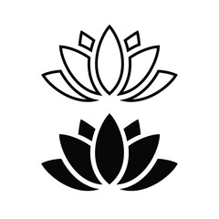 Lotus simple black and white flat vector icon design