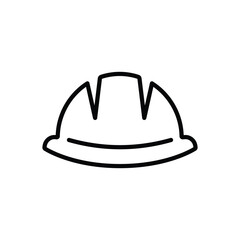 Safety helmet black and white flat vector icon design with editable stroke
