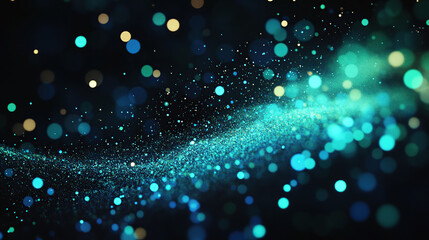 Obraz premium A digital art representation of quantum particles in the foreground, with glowing energy waves and abstract shapes surrounding them on an ethereal background