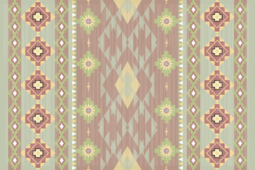 Ikat Boho geometric ornament. Navajo tribal vector seamless pattern. Native American ornament. Ethnic South Western decor style. Vector seamless pattern. Mexican blanket, rug. Woven carpet