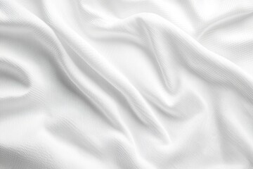 Abstract white textured fabric with wavy folds.