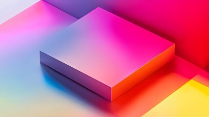 Vibrant Gradient Rainbow 3D Geometric Cube Blocks Abstract Business Card Mockup Banner Background