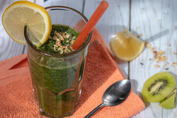 Fresh and nutritious homemade green smoothie