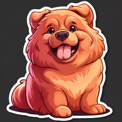 Fototapeta premium Chow Chow Dog Sticker: Create Smiling Cartoon Design for Fun and Playful Decor