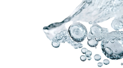 Water bubbles on a white transparent background