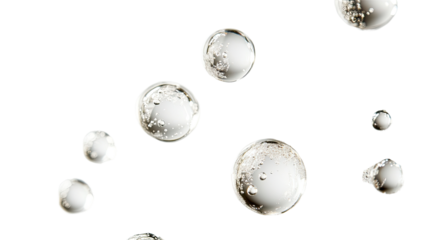 Water bubbles on a white transparent background