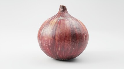 Obraz premium Vibrant 3D Render of Whole Onion with Detailed Layers on White Background
