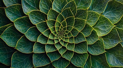 Fototapeta premium An intricate display of leaves and petals reveals nature's mathematical artistry in a stunning high-resolution image.