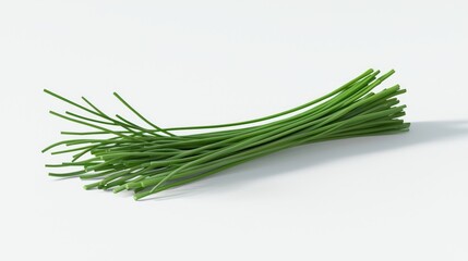 Fresh Vibrant Chive Bundle in 3D Render on White Background