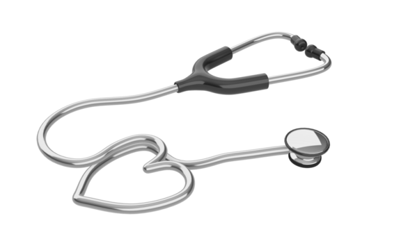 Medical concept. The stethoscope with heart shape on transparent background