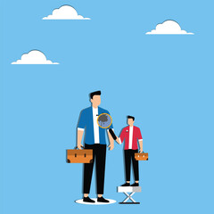 Analyzing competitor in marketing, understanding strength and weakness of competitor to develop effective strategy concept, Businessman seeing black spot on competitor body through magnifier