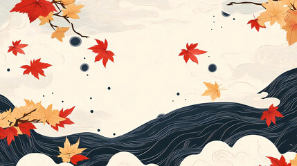 秋をイメージした和柄の背景