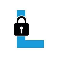 Lock Logo combine with letter L vector template