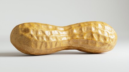 Vibrant 3D Render of Fresh Peanut with Unique Texture on White Background at 45 Degrees Angle