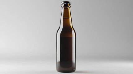 Refreshing 3D Beer Bottle Model with Distinctive Label Design on White Background at 45-Degree Angle