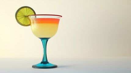 Fototapeta premium Refreshing 3D Render of Colorful Margarita Glass on White Background at 45-Degree Angle