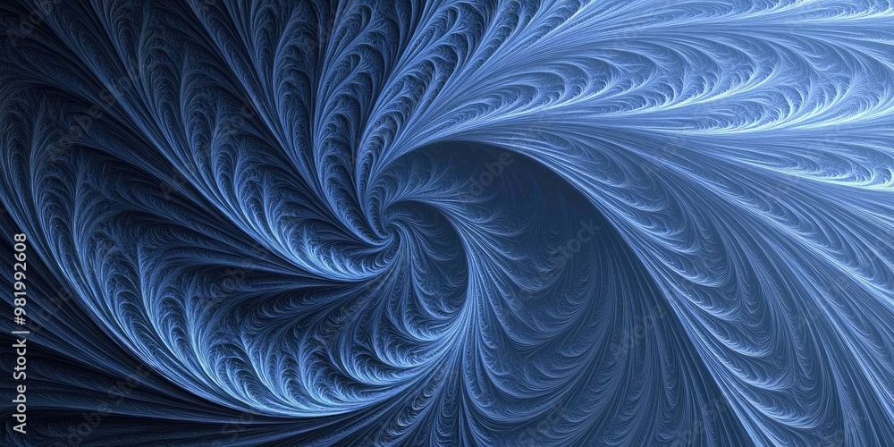 Poster abstract swirling frost pattern in cool blue tones. this icy, fractal-like design is perfect for fut