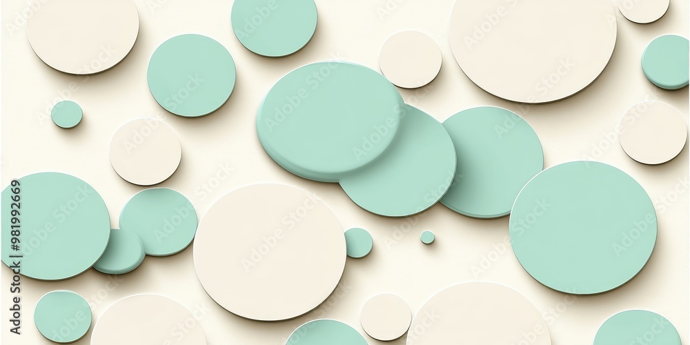 Poster minimalist abstract background with overlapping green and beige circles. this modern design offers a