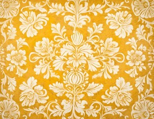 Norwegian Scandinavian rosemaling traditional handpainted folk art in bright yellow floral pattern