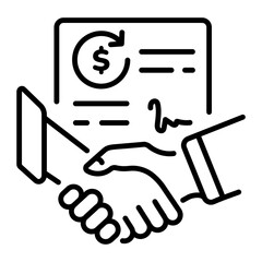 A line icon of payment agreement 