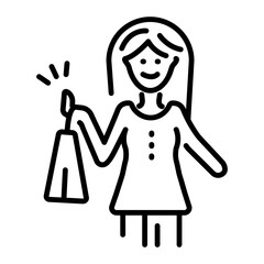 Happy buyer icon in outline style 