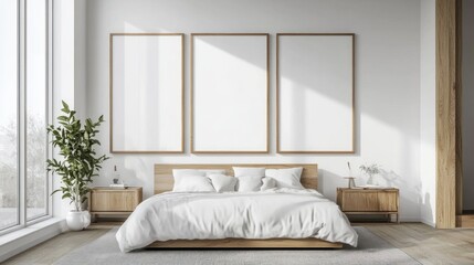 Minimalist Bedroom Interior Design with Blank Frames