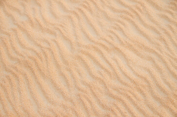 Sand with natural pattern. Beach sand background with natural wave pattern