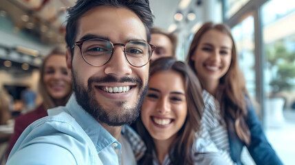 Obraz premium Group of business workers smiling happy and confident. Posing together with a smile on face looking at the camera, young beautiful woman with crossed arms at the office